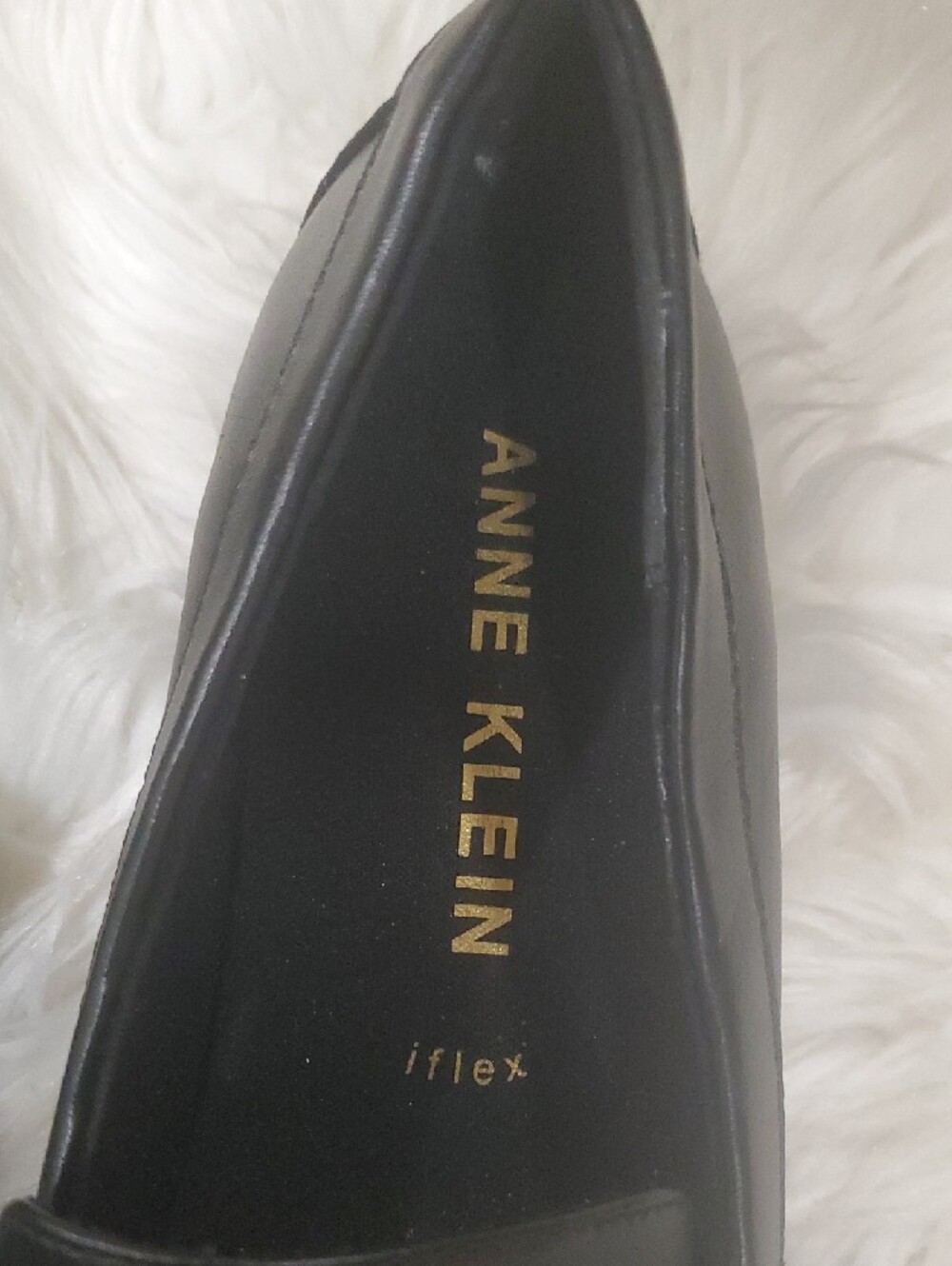 Anne Klein Black Vegan Leather Loafers with Gold Horsebit Accent - Picture 6 of 14